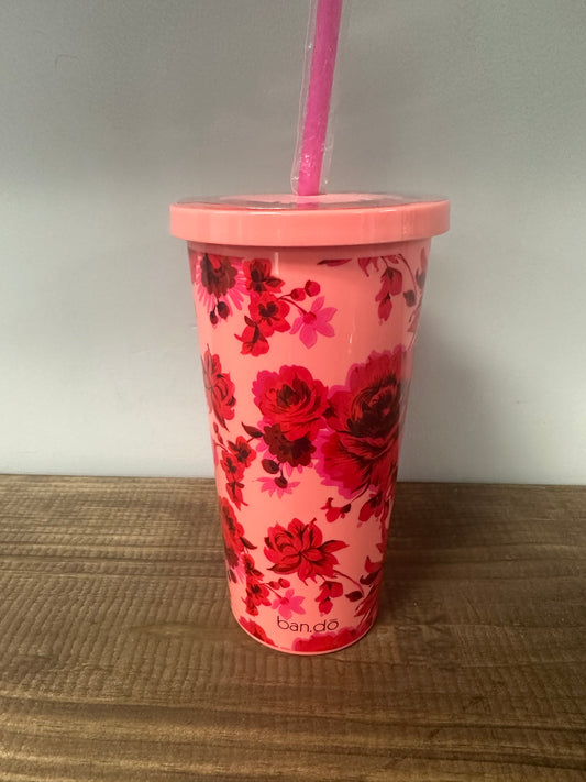 Pink and Red Floral Tumbler