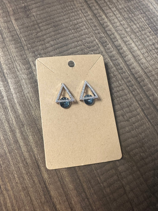 Navy Triangle Earrings