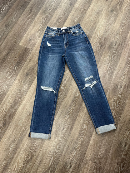 Vervet Distressed Roll Up Mom Jeans