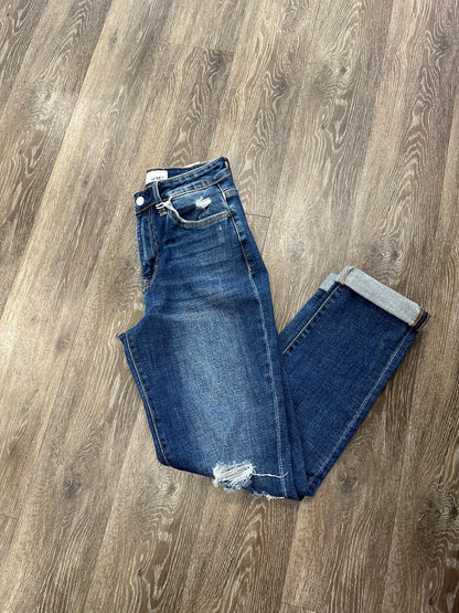 Vervet Distressed Roll Up Mom Jeans