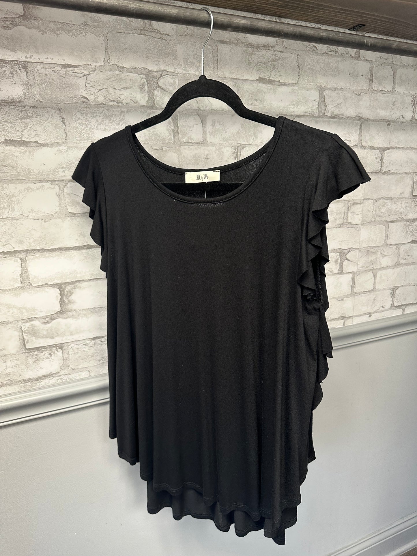 Black Ruffle Sleeve Top