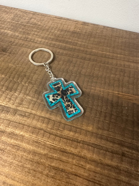 Cheetah Cross Keychain